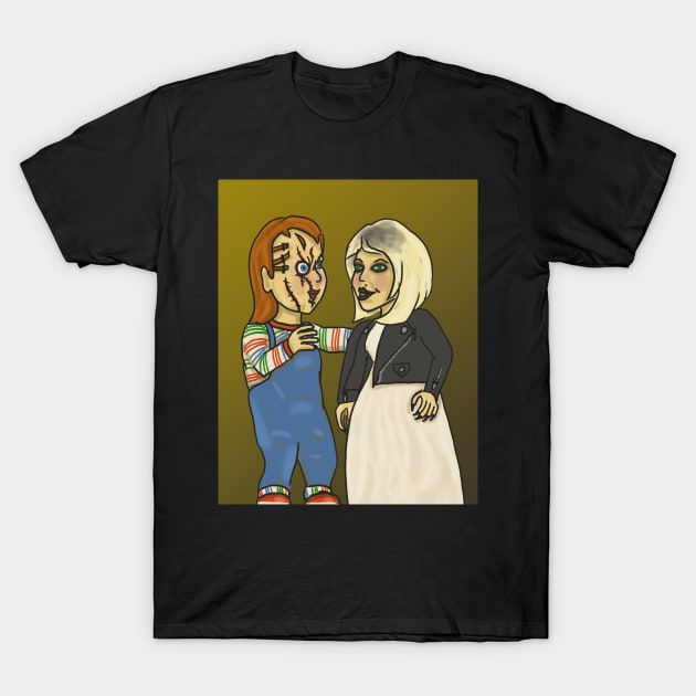 Chucky and Tiffany T-Shirt by tesiamarieart